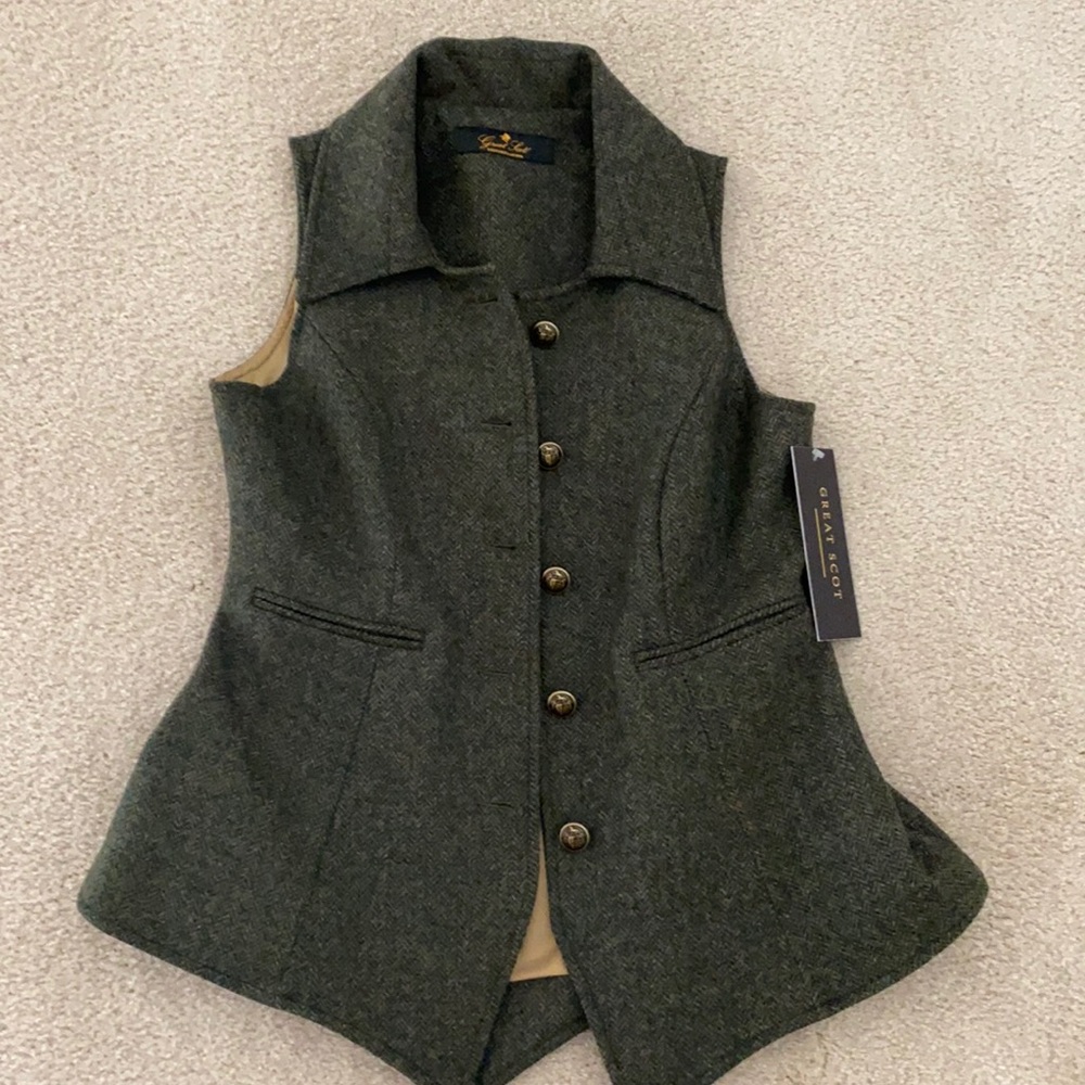 Green Tweed Vest Waistcoat